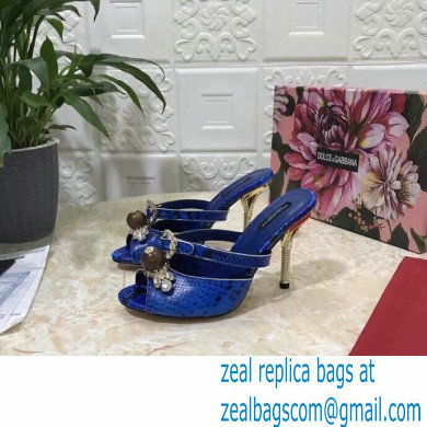 Dolce  &  Gabbana Crystal Heel 10.5cm Python Mules Blue 2021